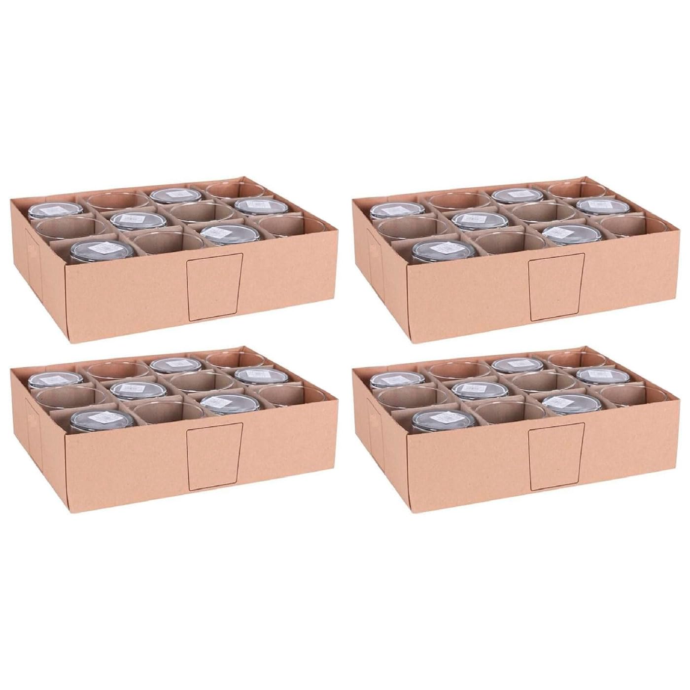 Acan Tradineur - Pack de 4 Cajas de 12 Vasos Modelo Bodega - Capacidad: 360 ml - Fabricado en Vidrio Resistente - Apto para lavavajillas - Tamaño Aprox: Ø 8,8 x 9 cm - 48 Uds Totales