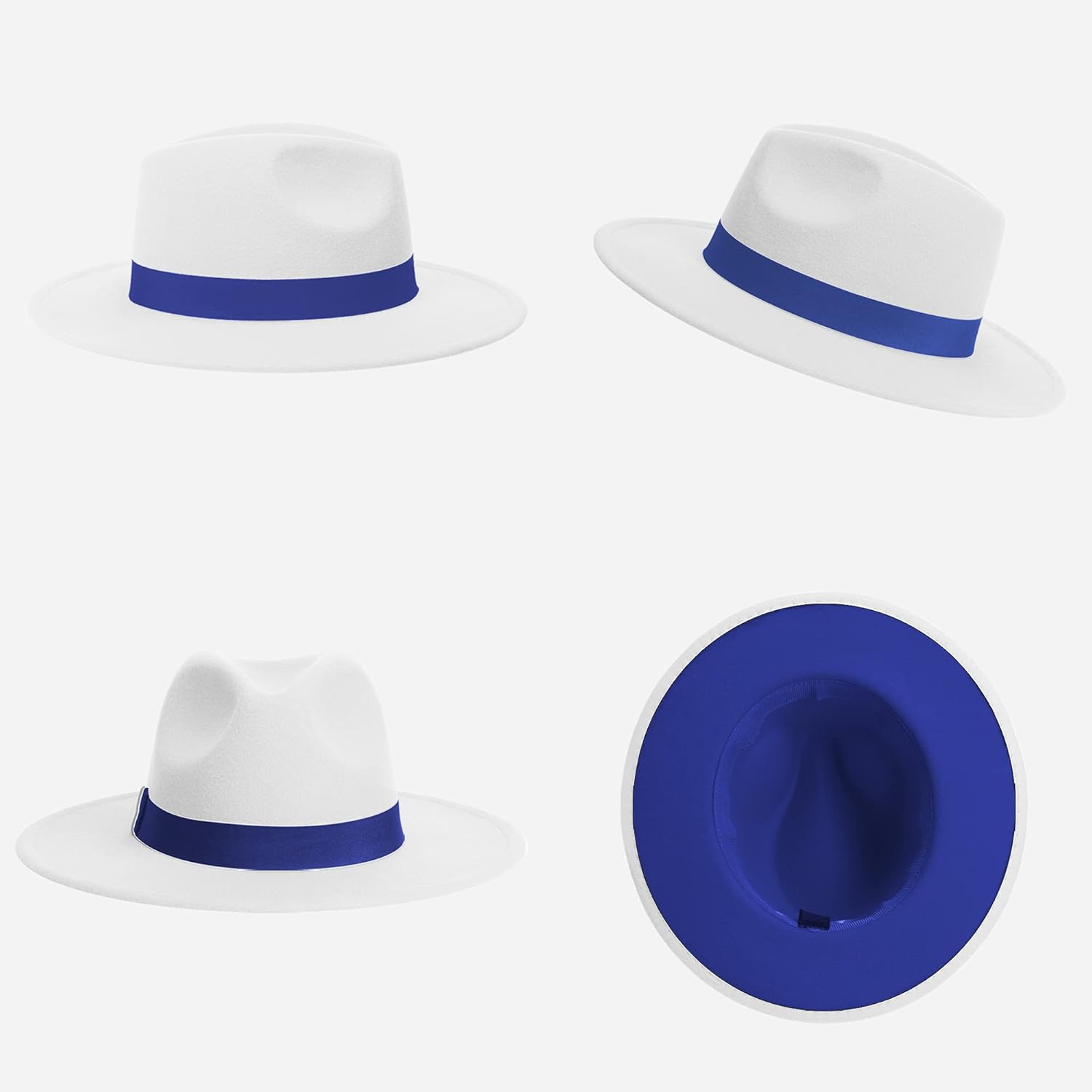 Wide Brim Fedora Hats for Women & Men Classic Dress Panama Hat Adjustable Felt Hat with Band - Image 4