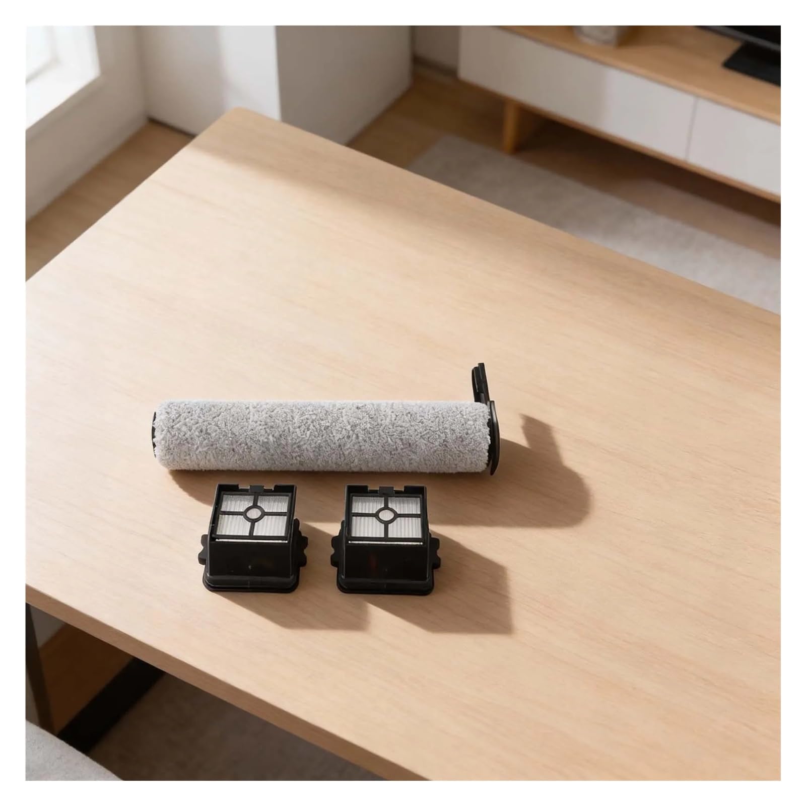 Juego de cepillo rodillo y filtro, compatible con Laresar, M3 AC1 Elite | 1 cepillo rodillo y 2 filtros, plástico duradero y papel de filtro de alta eficiencia, gris negro