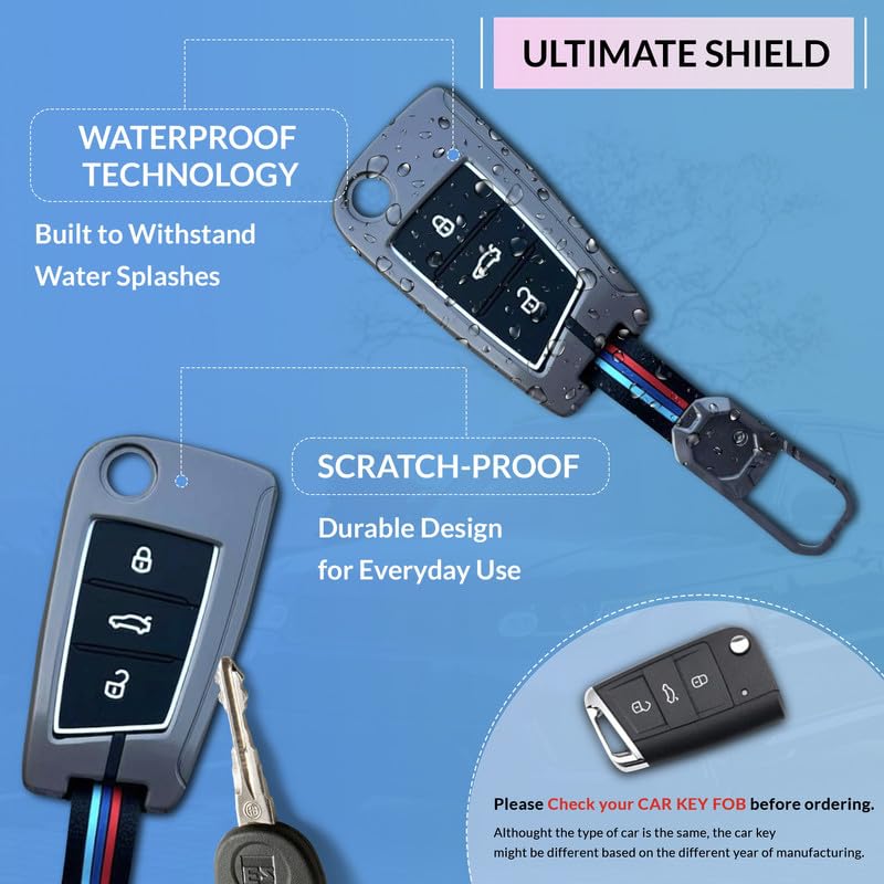 Image of NEODRIFT 'KeyShield' Car Key Cover for Volkswagen Jetta (Shape 1, 03 Buttons) (Durable, Stylish, and 360 Protection)