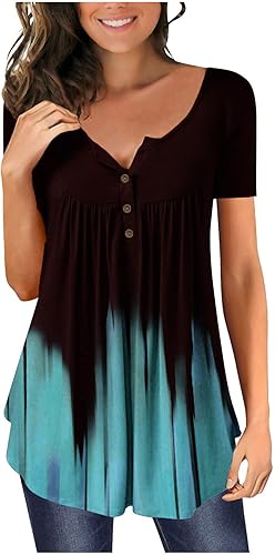 Camisetas de manga corta para mujer, estilo Henley, para el verano, con diseño de esconder el vientre, blusas casuales y elegantes para usar con