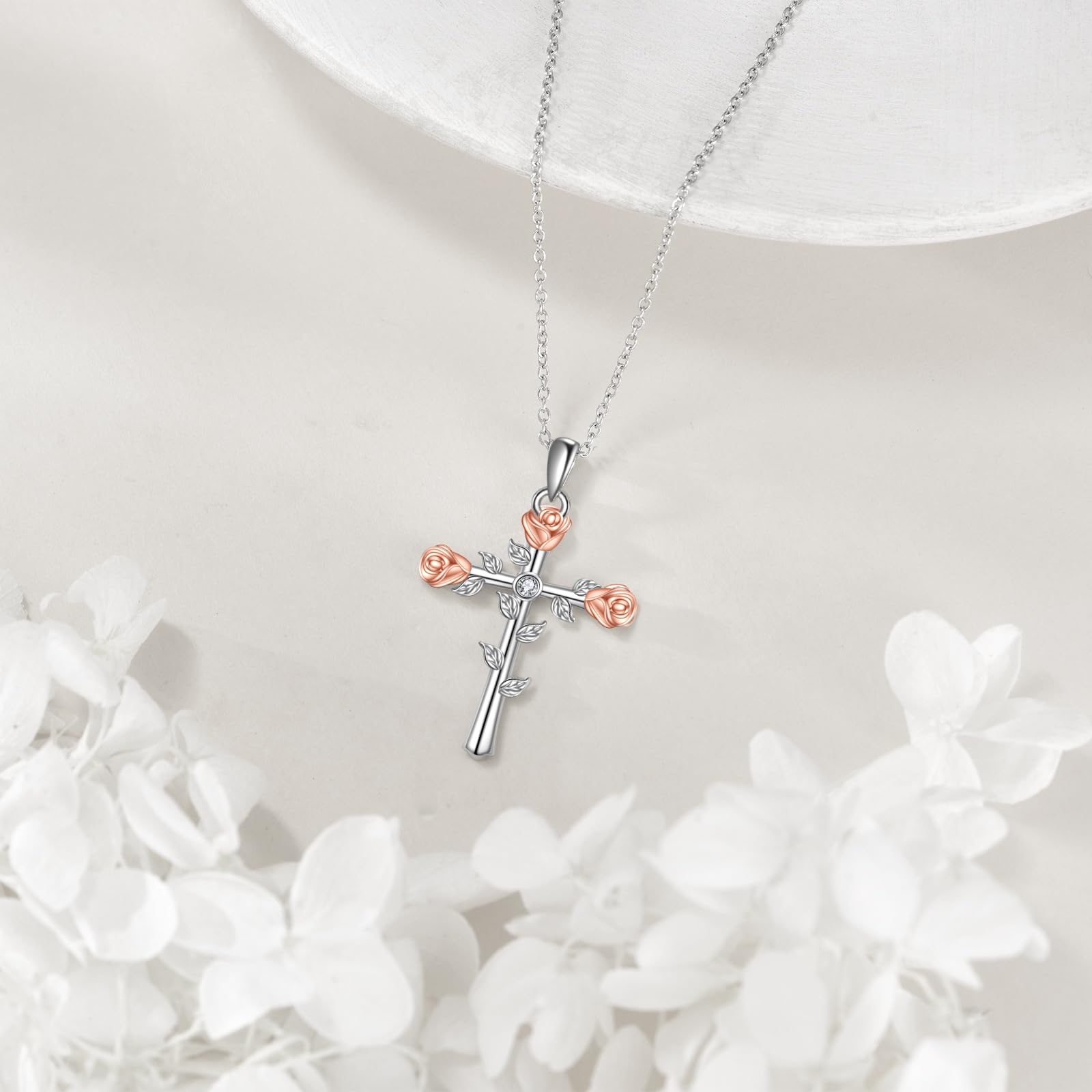 Kreuz Halskette 925 Sterling Silber Glaube Anhänger Religiöser Schmuck Geschenk für Damen Männer