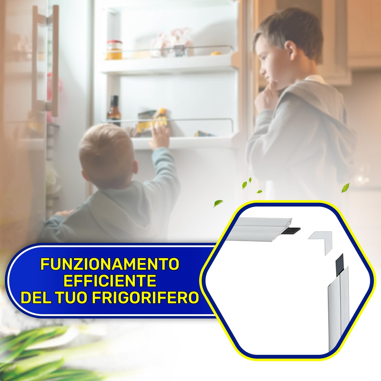 Guarnizione Frigorifero Universale 2000 x 1000 mm con 2 Angoli di Giunzione Inclusi - Guarnizione Frigo Universale con Inserto Magnetico - MONTERAL