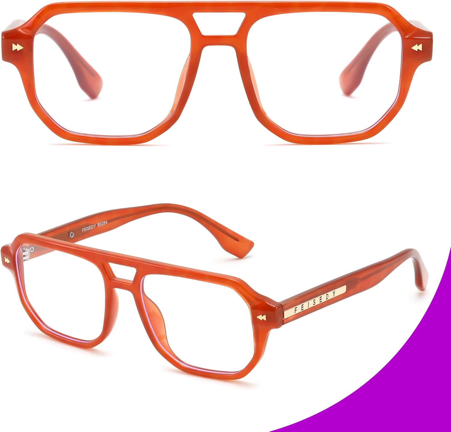 FEISEDY Aviator Blue Light Glasses for Men Women, Retro 70s Style Design TR90 Anti Glare Digital Eyestrain & Daily Wear B0284 - Image 3