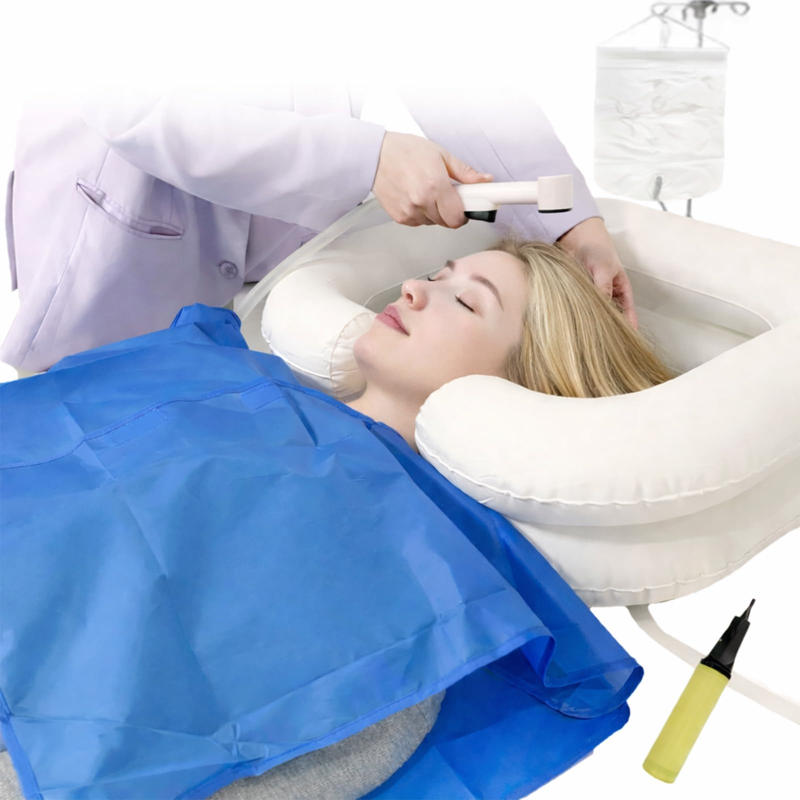 Système de douche de nuit, kit de lavabo gonflable pour lit de personnes âgées, facile à handicaper, grossesse, allongé (lot de 6)