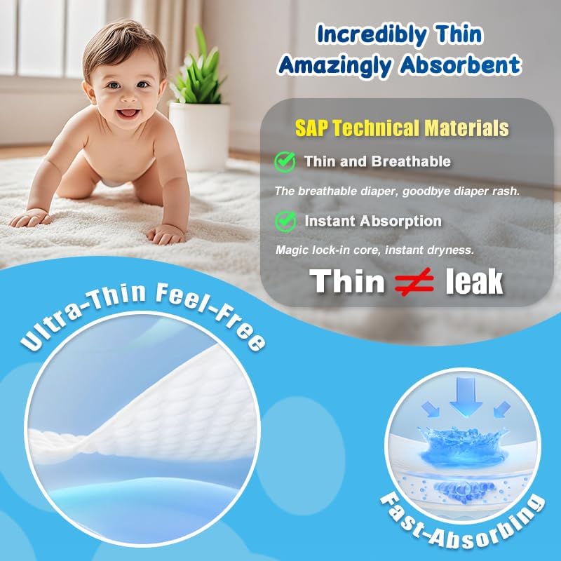 YOBOO Disposable Baby Diapers, Hypoallergenic, Superior Absorbency and Softness for Baby Comfort Size 4 image 4 of 9 B0DRG7V2GZ