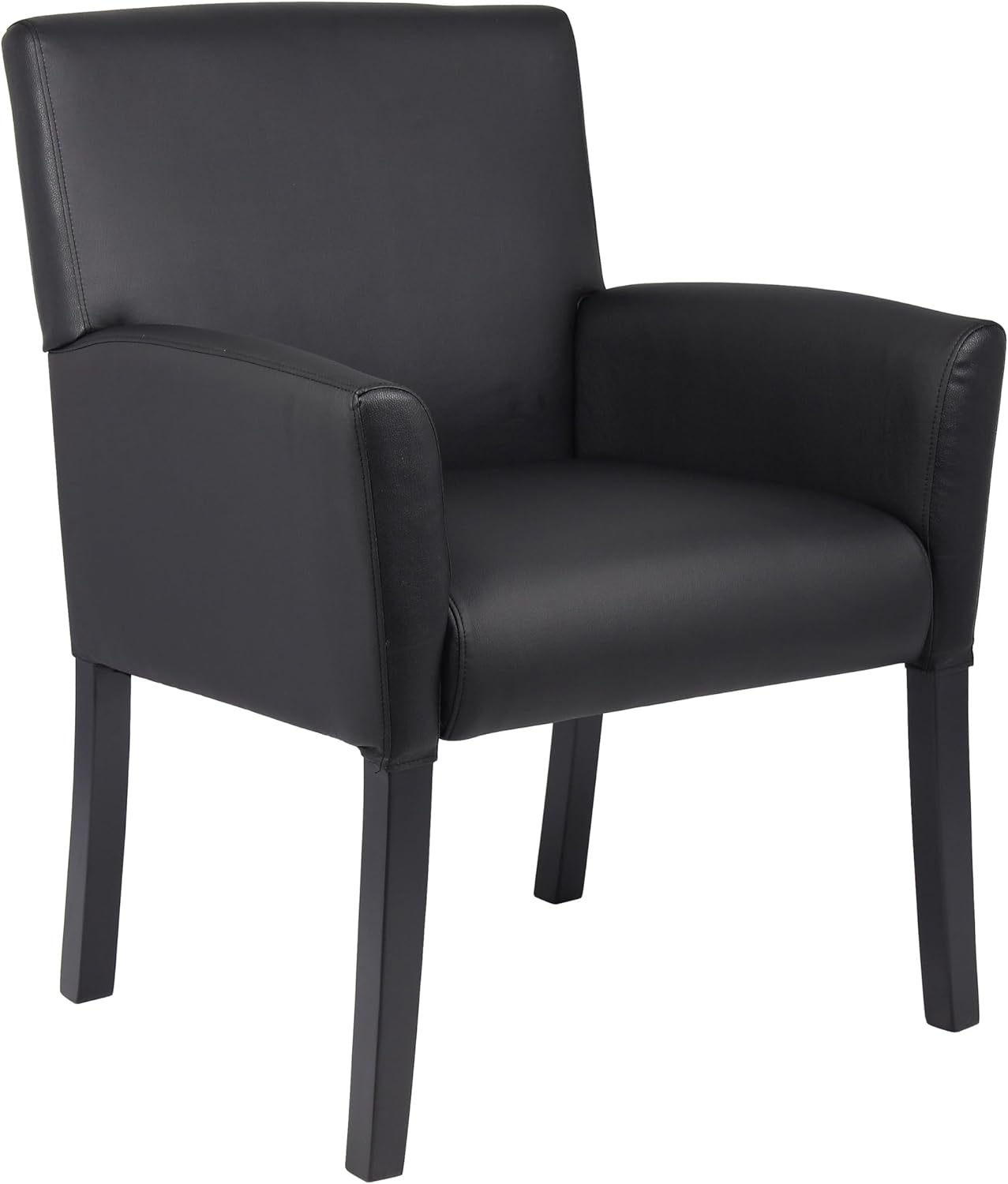 Boss Office Products Executive Box Arm Chair with Mahogany Finish in Black