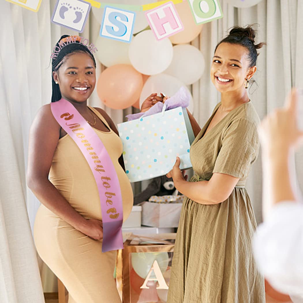 Party Propz Baby Shower Decoration Items -2Pcs Mom To Be Sash and Head Band | Mom To Be Crown | Maternity Photoshoot Props | Baby Shower Gifts | Baby Shower Props | Mom To Be Gifts | Mom To Be Props - Image 5 thumbnail
