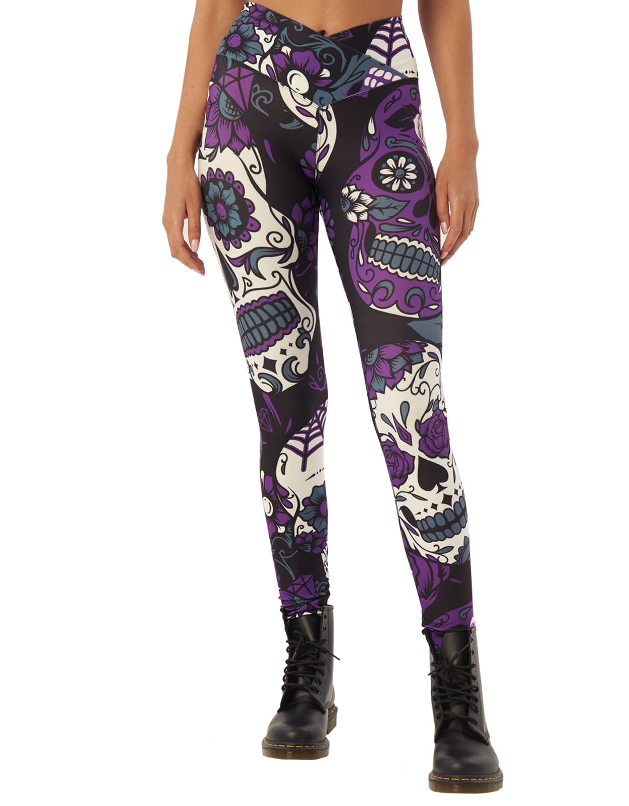 sissycos Women's Christmas Halloween Crossover Leggings High Waisted