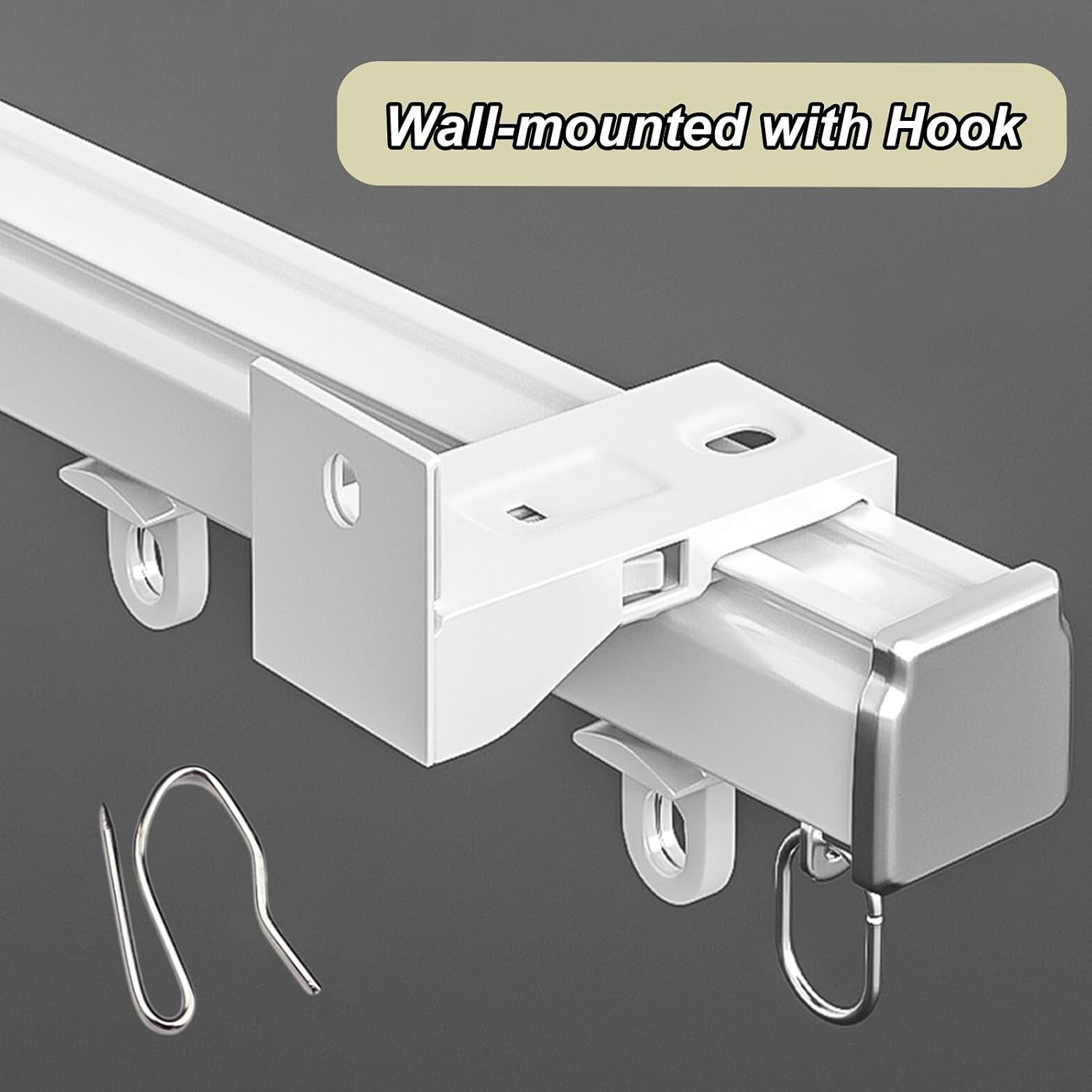 WDJBPSH Silent Curtain Rail Bracket White, Aluminum Room Divider Tracks for 1.5 2 2.5 3 3.5 4 M Wide Window, Wall -Mount Curtains Track Set with Built-in Silencer Strips(B- Bearing Roller,L- 250 cm)