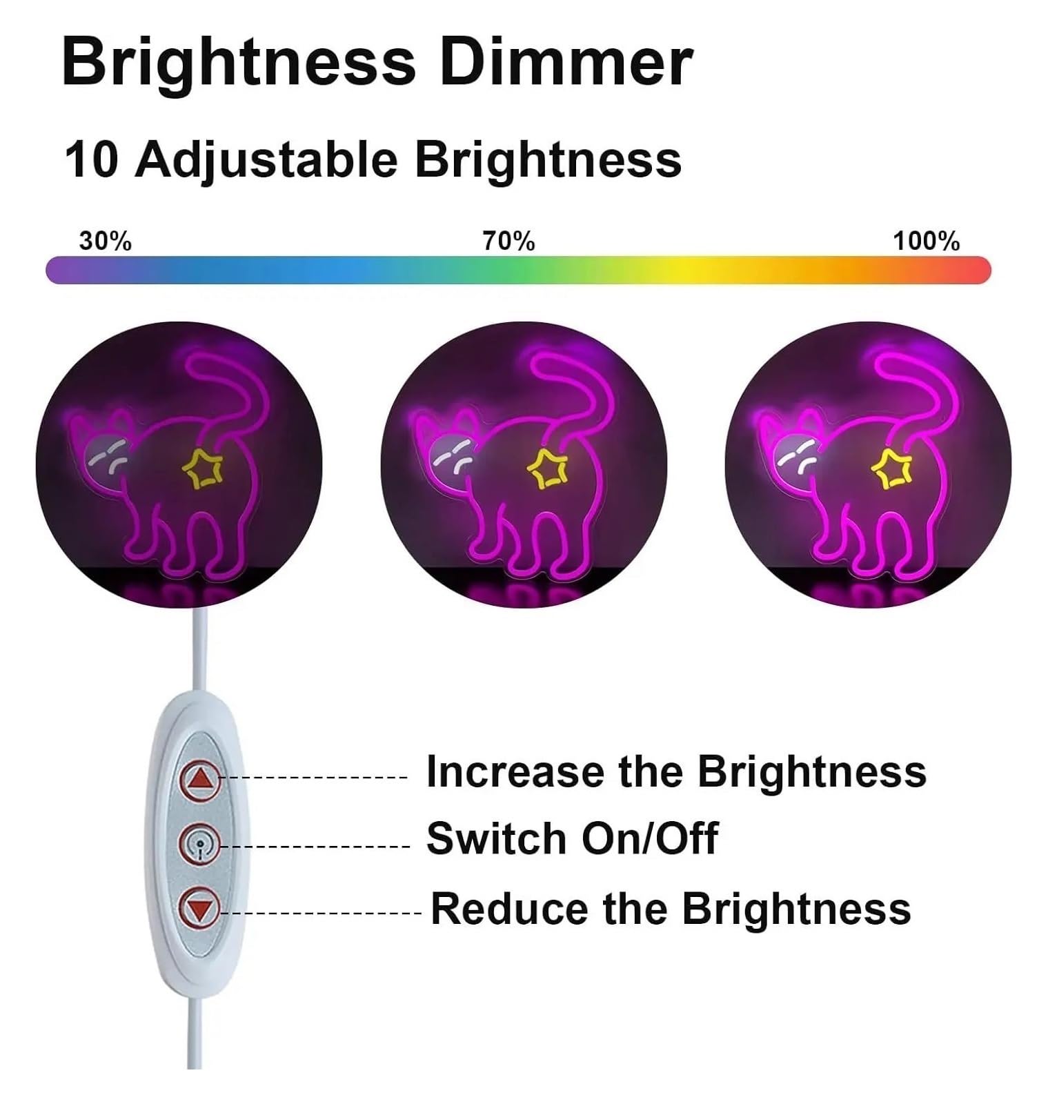 Insegna luminosa al neon Gatto per insegna al per neon Luce LED dimmerabile alimentata tramite per USB