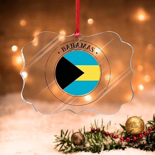 Adorno de árbol de Navidad de Bahamas, bandera de las Bahamas, adornos acrílicos para decoraciones de Navidad, bandera nacional, recuerdo del país,