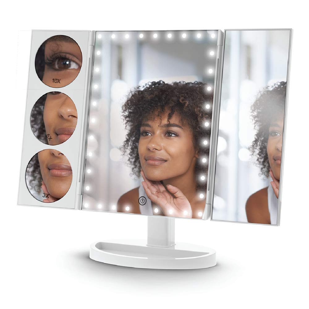 Buy Home Zone Living Makeup Vanity Mirror, Large Trifold with LED