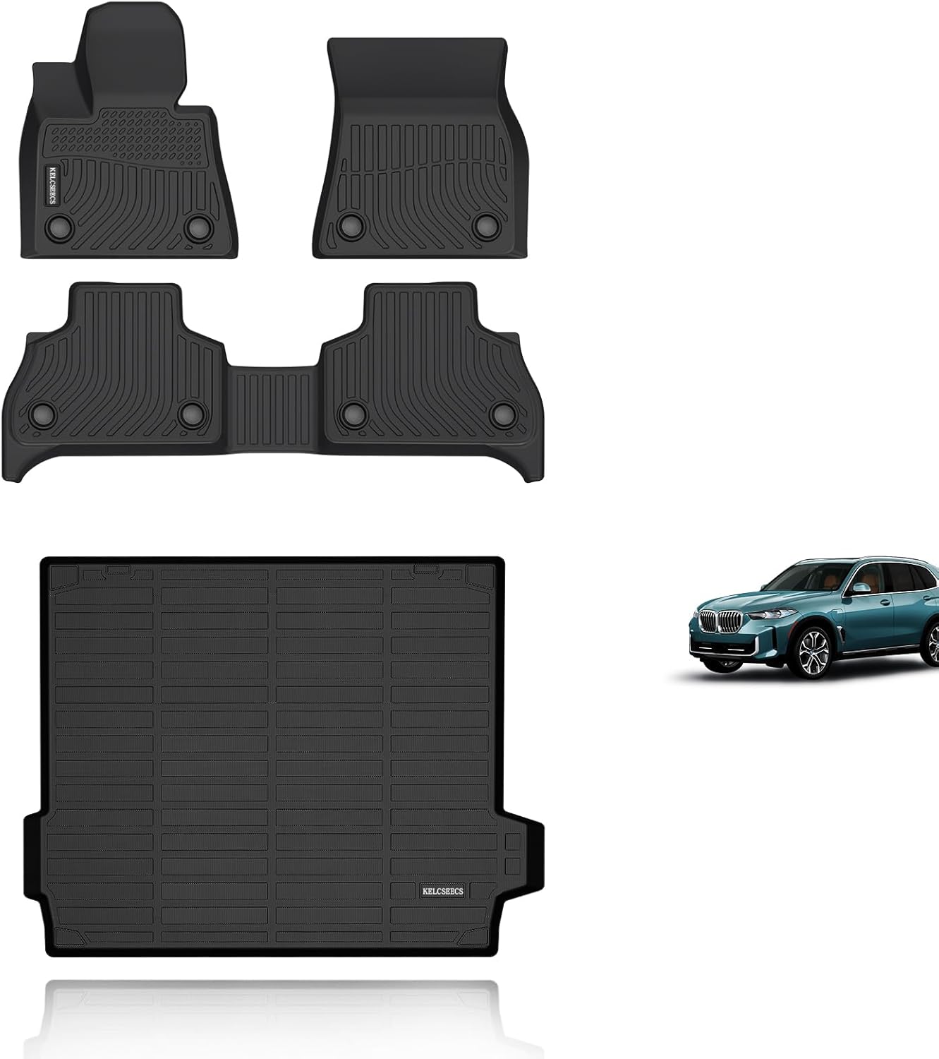 All Weather Floor Mats & Cargo Liner Custom for BMW X5 2024 2023 2022 2021 2020 2019 Car Mats Automotive Cargo Mat Floor Liners Trunk Mat X5 Floor Mats Trunk Liner Black BMW X5 2019-2024 Floor Mats&Cargo Liner