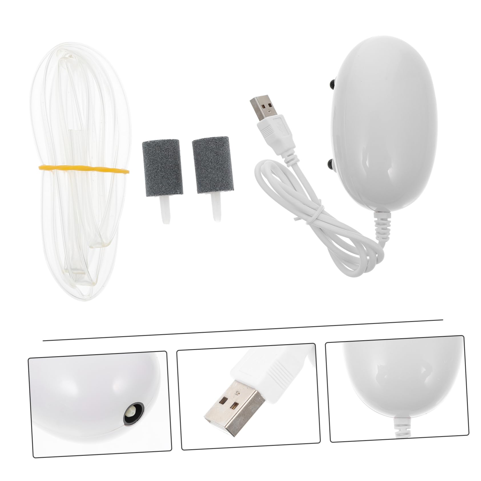 2St tragbare luftpumpe USB Sauerstoffpumpe USB-Luftpumpe Tank- Luftpumpe für Aquarien Belüftungspumpe für Fischbecken Sauerstoff-Aquarium-Luftpumpe Mini Belüfter ABS Weiß