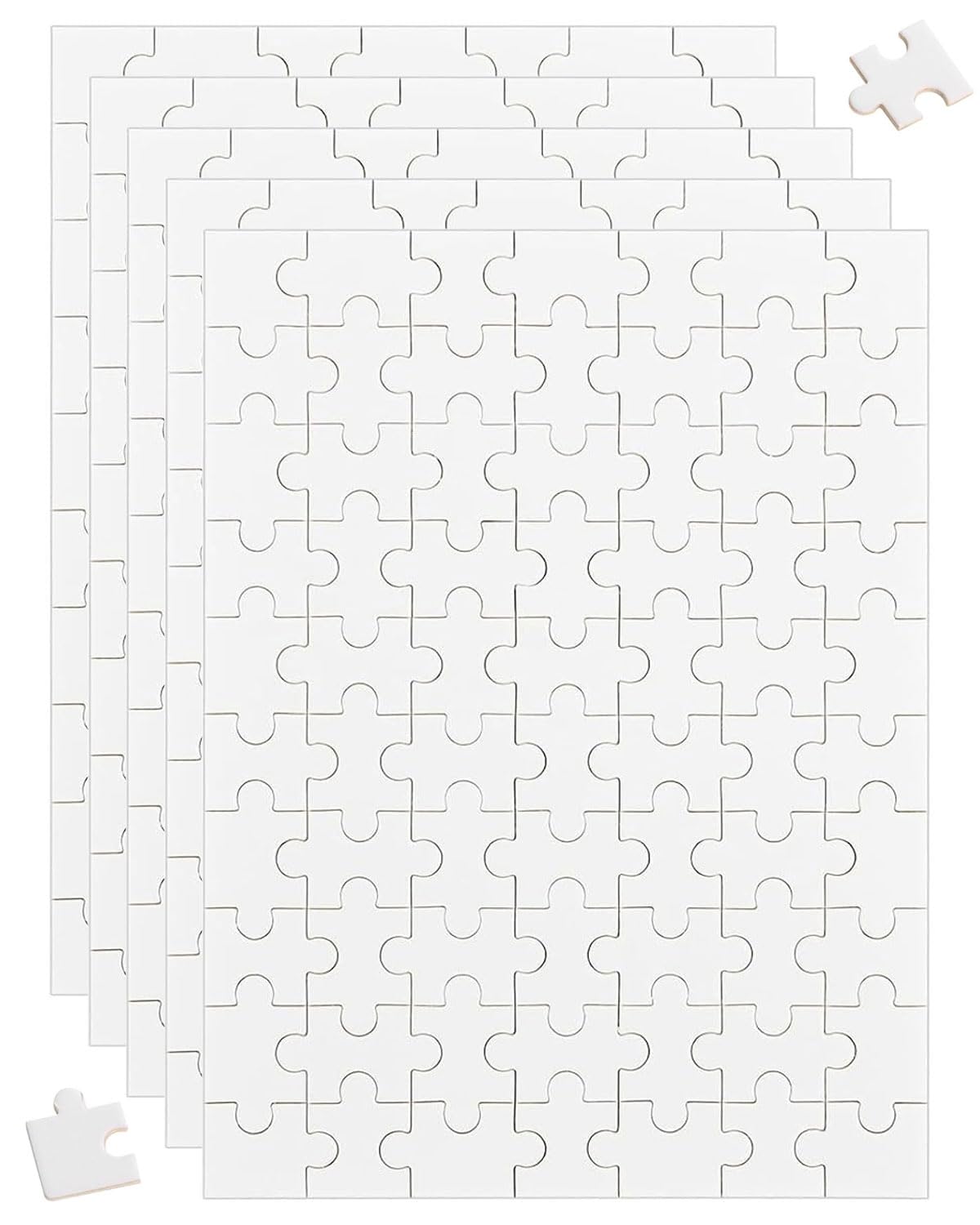DAFNE 5 unbemalte Puzzleteile (bemalbar), DIY-Puzzles, DIY-Fotopuzzles, Kreativ-Bastelsets, Kindergeburtstags- und Kunstprojekte, Kindergeburtstagsbasteln (insgesamt 350 Teile)