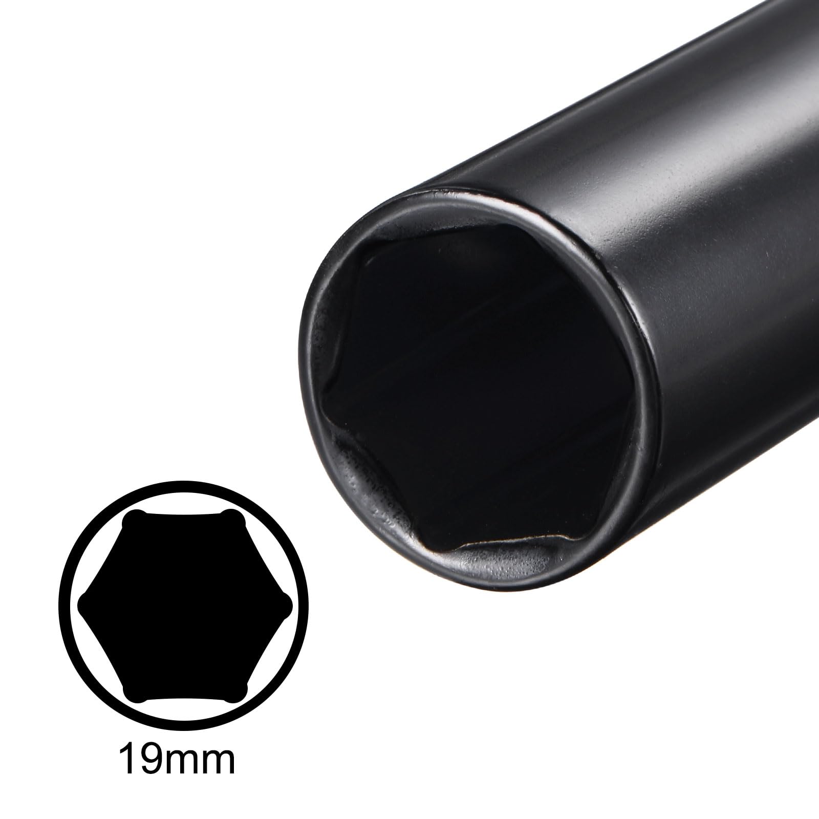 sourcing map Prise 1/2" Par Douille de 19 mm de Profondeur douille à choc, Acier Cr-V Traité Thermiquement, Longueur 200mm (8"), Tailles Métriques à 6 Points.