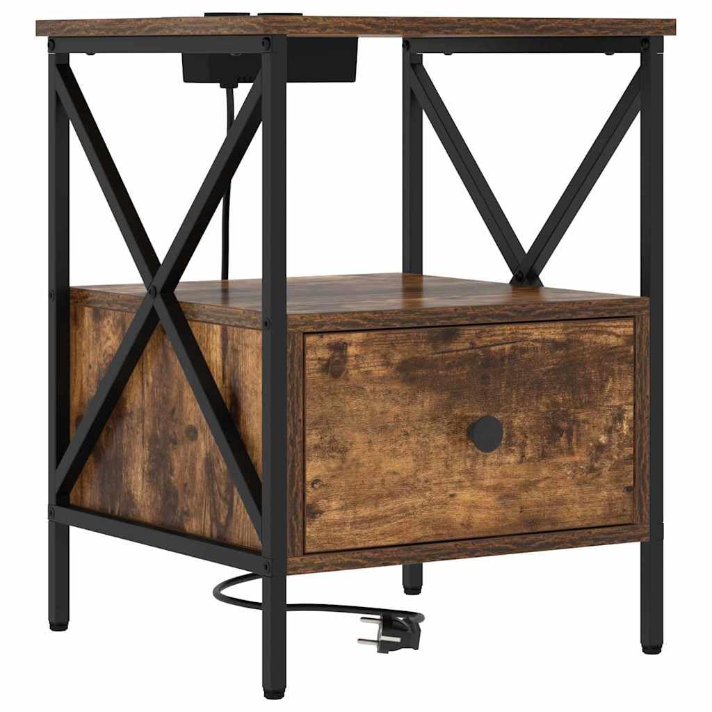 Table de chevet rustique étroite pour une chambre chaleureuse et ordonnée