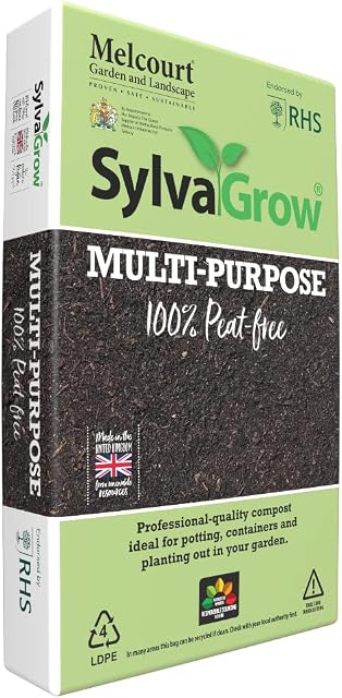 Melcourt 50 litre bag of the multi-award winning Sylvagrow sustainable peat-free compost, endorsed by the RHS - ideal for any use around a garden and planting