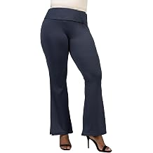 24seven Comfort Basic Curvy Bell Bottom Foldover Waist Sweatpants