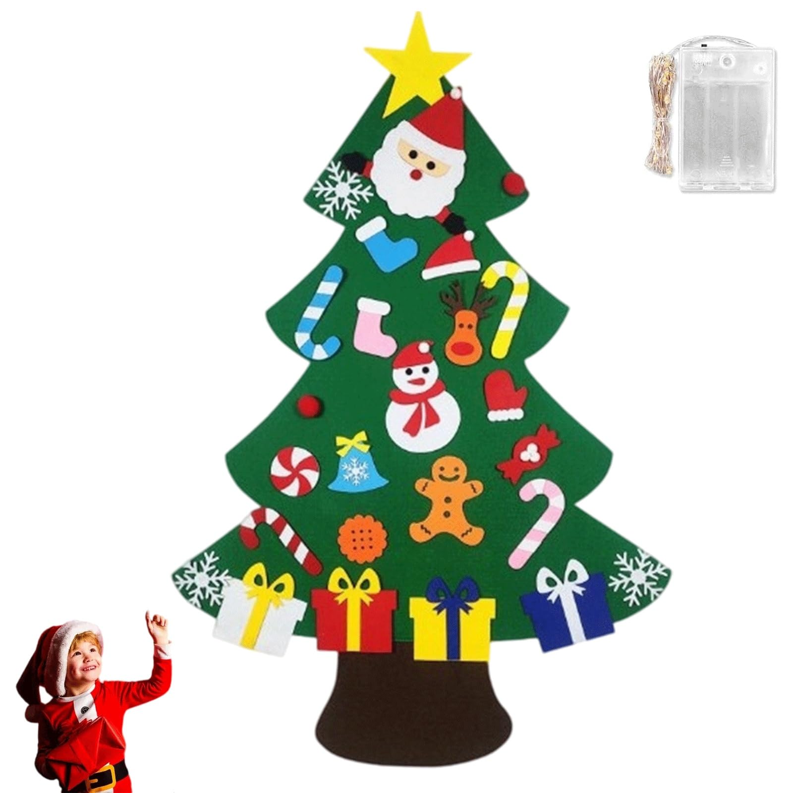 2027 New Montessori Felt Christmas Tree for Toddlers with Lights，C