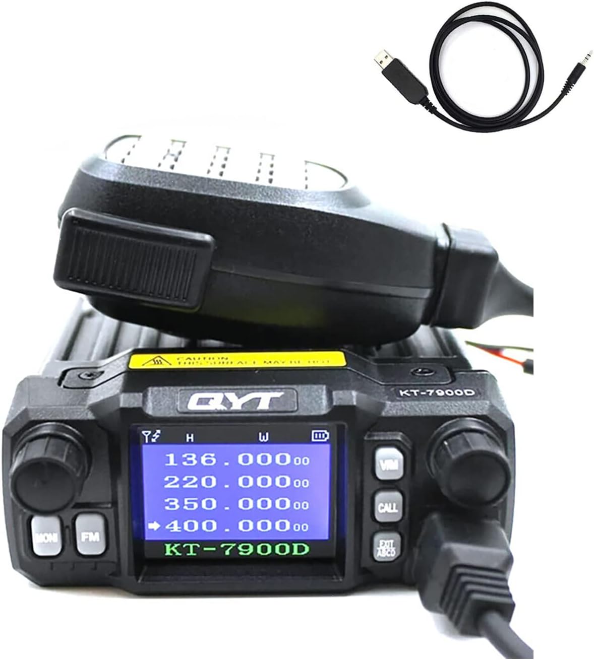 Mobile Transceiver QYT KT-7900D 25W Tri-Band 144-148(VHF)/222-225 (1.25M)/420-450MHz(UHF) Mini Car Radio Two Way Radio with Programming Cable