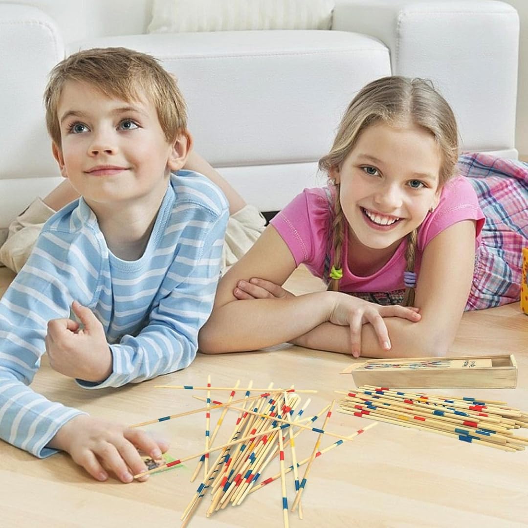 PARENCE.- Juego clásico de Mikado de Madera - Palos de 18cm - Juego de Mesa Tradicional para niños y Adultos