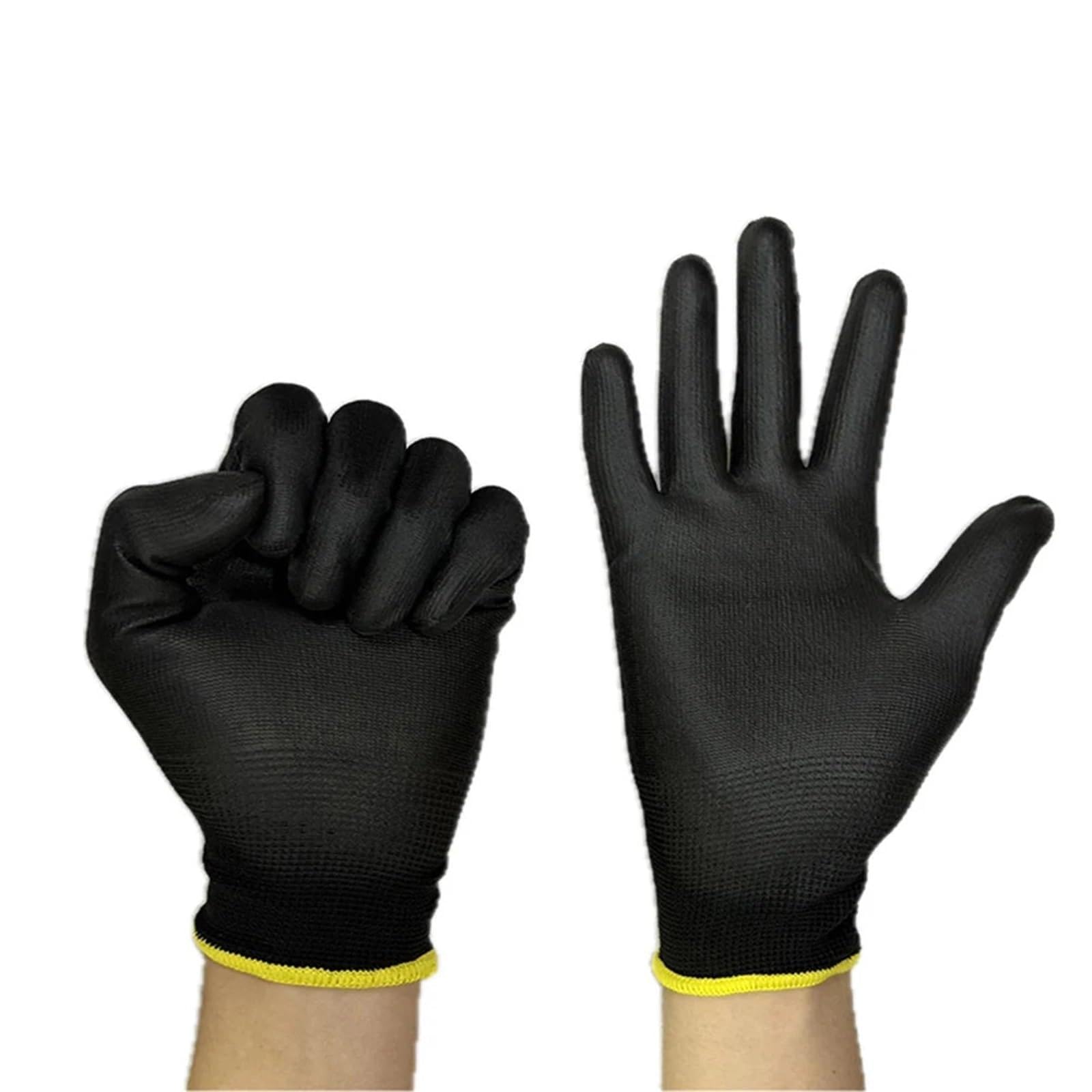 Guanti da lavoro di sicurezza neri/grigi, 12 paia, rivestiti in PU, antistatici, rivestiti in poliuretano, impugnatura liscia, for lavori generici(Black-M-12)