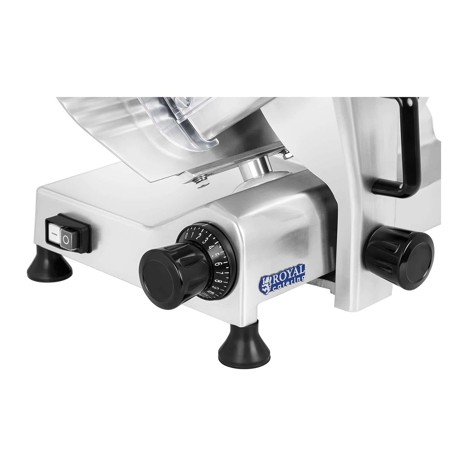 Royal Catering Cortafiambres Cortador De Fiambres Para Carnicería RCAM-300PRO (Cuchilla: Ø 300 mm, Corte hasta 15 mm, 280 W, Con afilador)