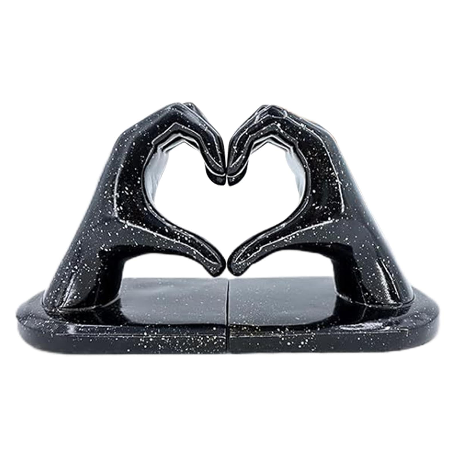 Sculpture d'art moderne et serre-livres en cœur de main d'amour