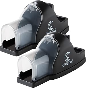 OWLTRA in- Outdoor Safe Tunnel Snap Mouse Trap 2PCS Instant Eliminate Rodent Snap Trap with Clear Tunnel Entry