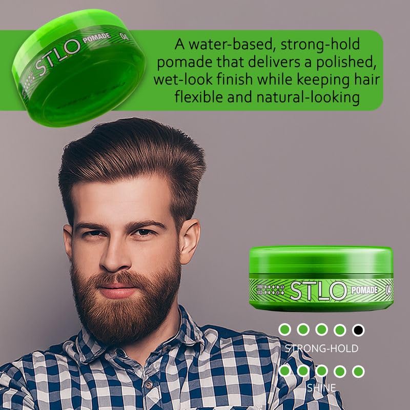 STLO Pomade High Shine - Medium Hold - Hair Styling Cream for Frizz Control and All Day Professional Look