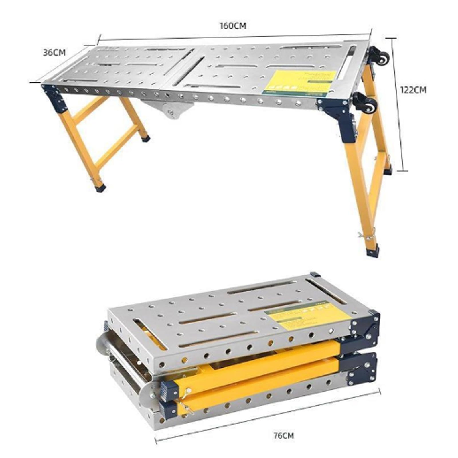 Piattaforma di lavoro pieghevole portatile con superficie antiscivolo per la pulizia del soffitto, verniciatura e lavaggio auto