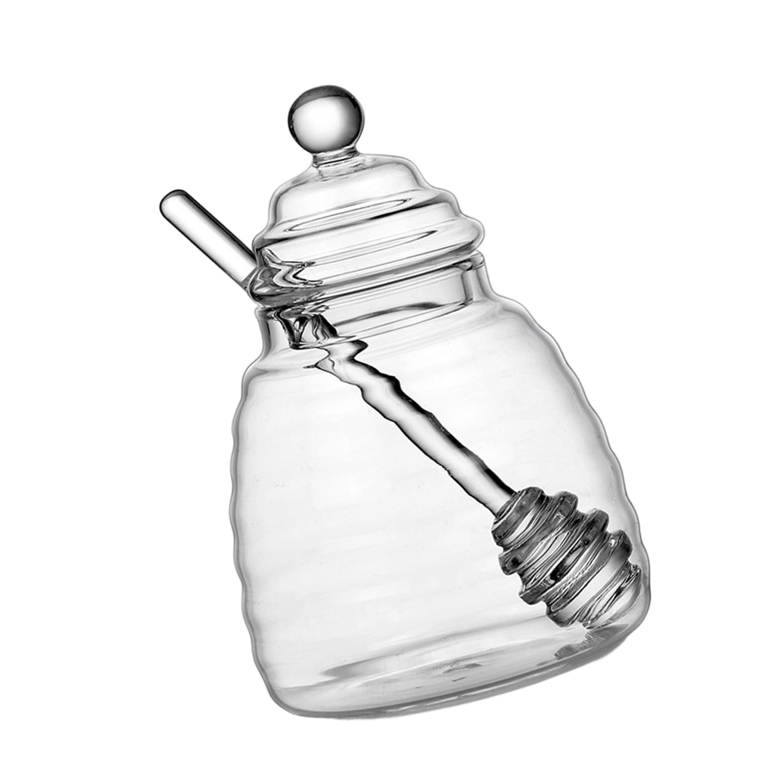 NVOQILIN Borosilicate Glass Honeys Dispenser for Sustainable Easy Pouring on Food and Beverages Easy Open Honeys Jar
