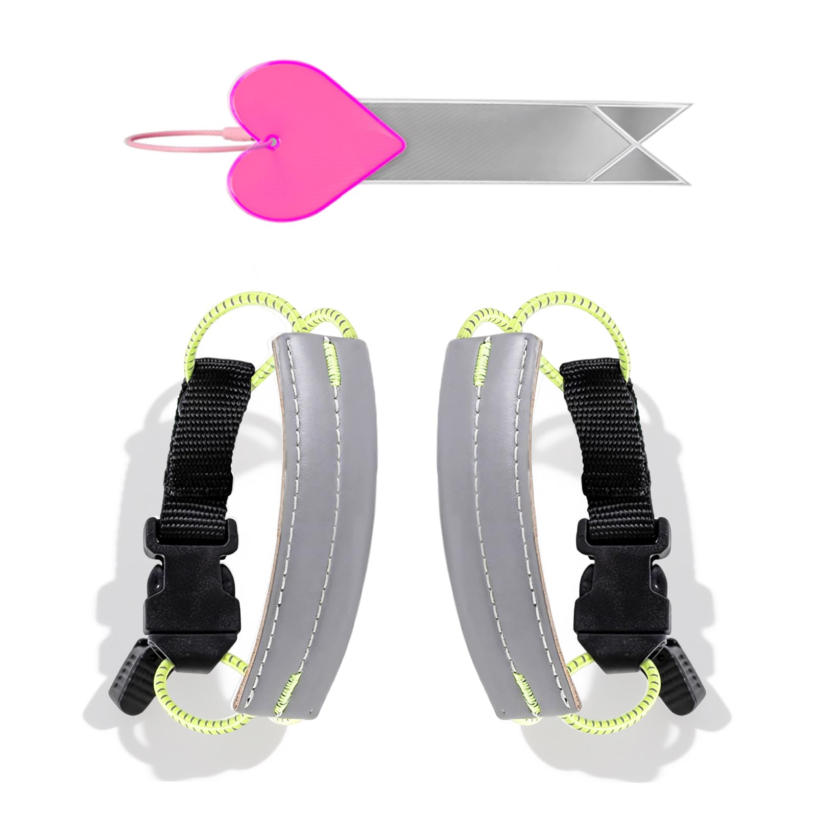 ZPTEE Reflective Trouser Cuff Straps for Cycling Commutes,2 Pack Adjustable Ankle & Arm Bands + Reflective Heart Tag for Backpack/Bike,Keeps Cuffs Out of Chains,Hi-Vis for Cycling,Running&Outdoor Use