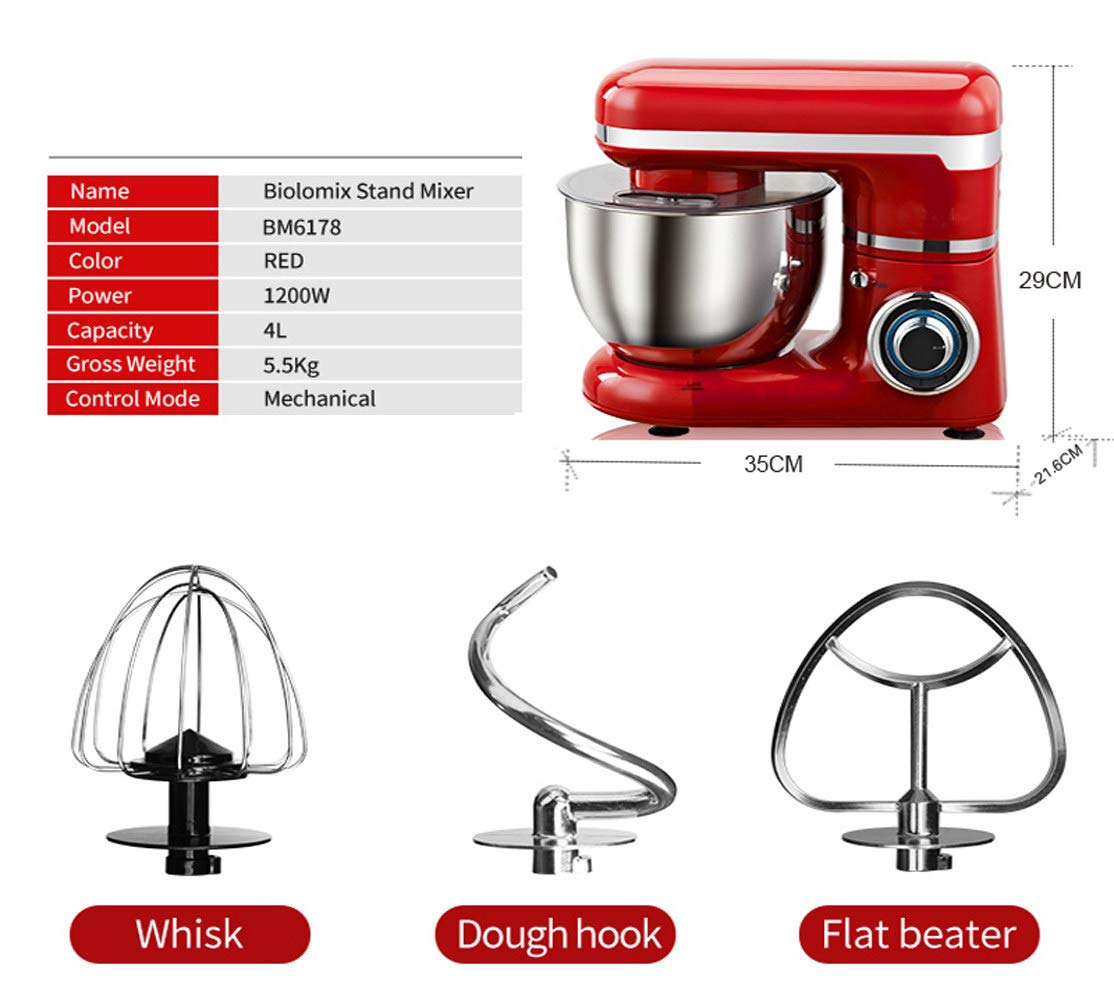 Sbattitore Elettrico 6 velocità 1200 W Impostazione Frusta da Cucina Frusta da Cucina con Gancio per Impasto Mescolatore, Protezione antispruzzo, Frusta a Filo, Ciotola in Acciaio