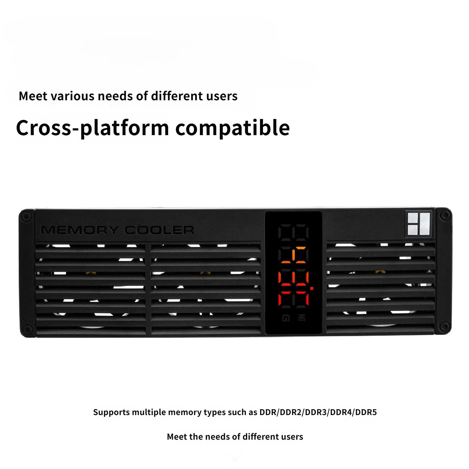MC - 3 dispositivi di raffreddamento di memoria digitali con display della temperatura ARGB a 3 ventole per DDR DDR2 DDR3 DDR4 DDR5 RAM RGBs Memory Temperature Monitor