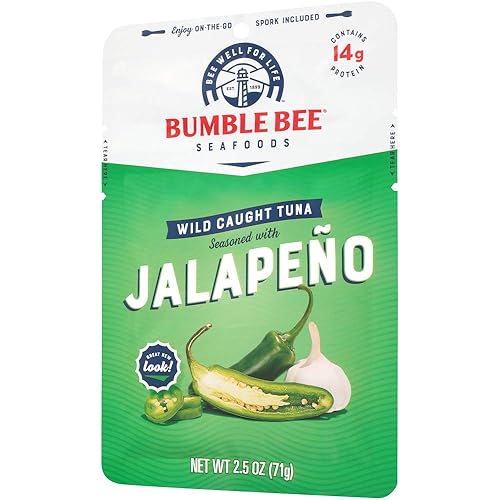 Miniatura 73 de Bumble Bee Atún sazonado con limón y pimienta, bolsas de 2.5 onzas (paquete de 12), listo para comer, bolsa de atún capturado en la naturaleza, 0.60