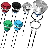 Vista 10 de 8 piezas de interruptor de botón momentáneo negro/plata con pre-cableado, interruptor de botón a prueba de agua IP65, interruptor de botón de acero