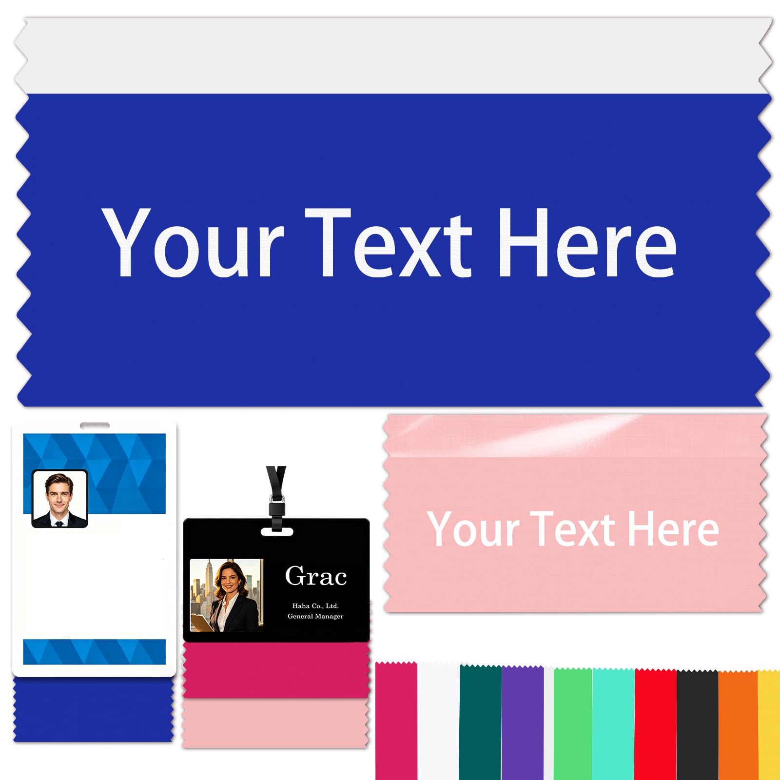 Custom Badge Ribbons with Adhesive Personalized Name Tag Horizontal Badge Ribbon, Ideal for Conferences, Trade Shows, Corporate Events, Meetings