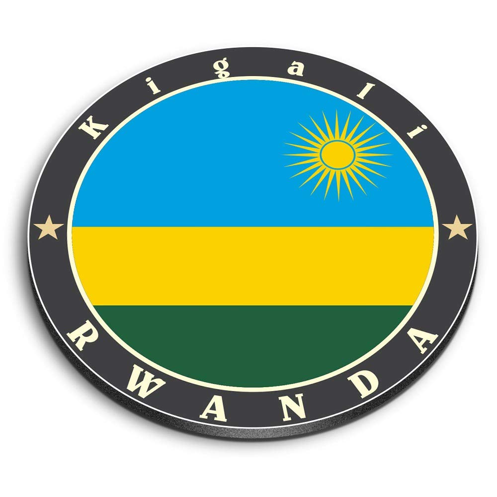 Destination Vinyl Ltd Multicolor 1 X Round Mdf Magnet - Rwanda Kigali Flag Africa Travel 5189