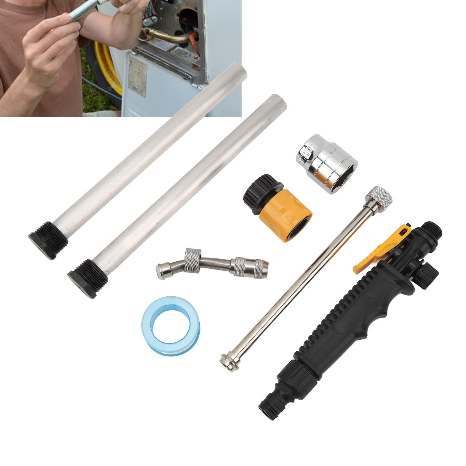 Kit de tige d'anode pour chauffe-eau RV, baguette de chasse d'eau en alliage de magnésium NPT 3/4 pouces, douille à cliquet de 27 mm pour la réparation et l'entretien des