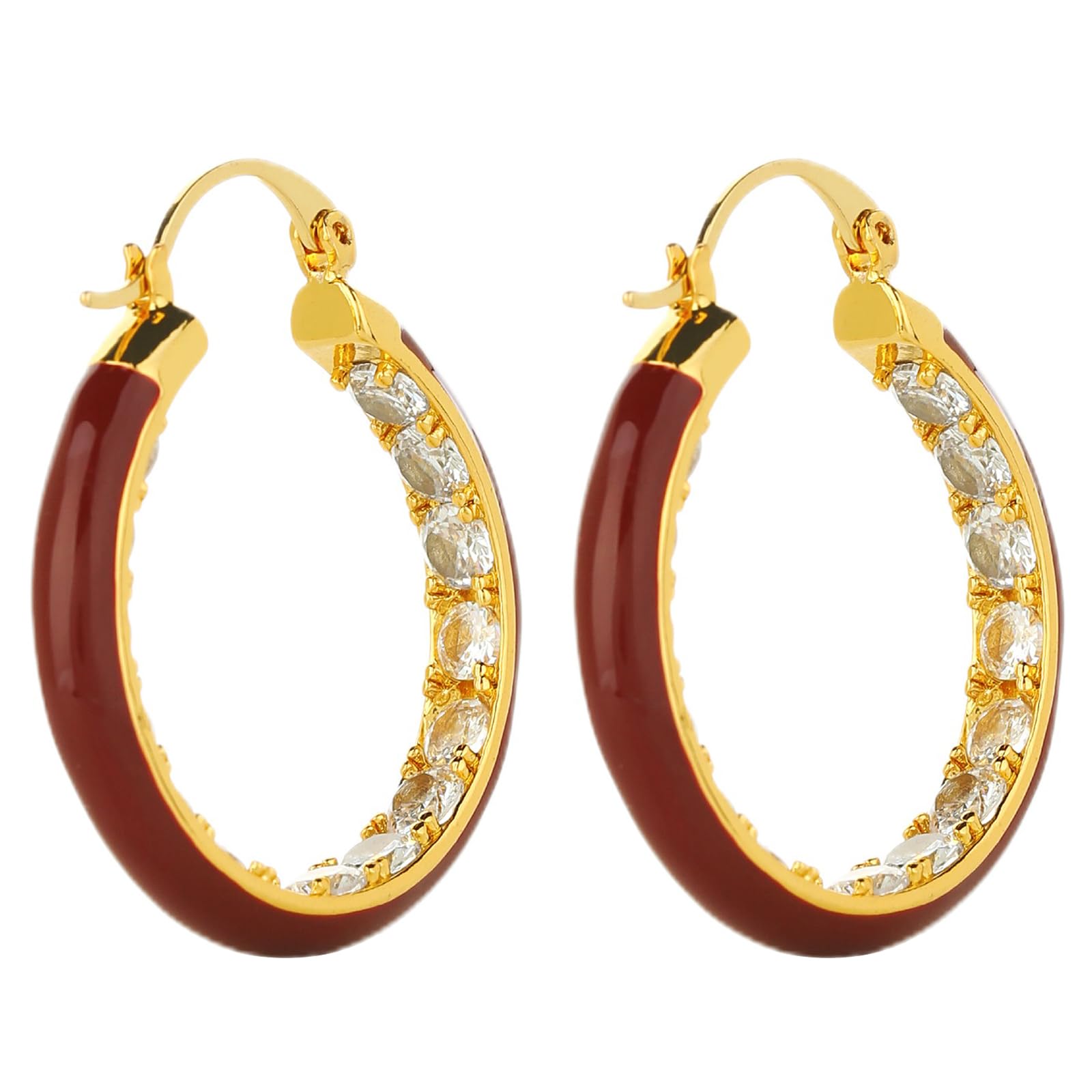 IBARA Vintage Turquoise Hoop Earrings for Women Natural Stone Earrings 18k Gold Plated Medium Hoop Earrings Bohemia Beads Gemstone Earrings Summer