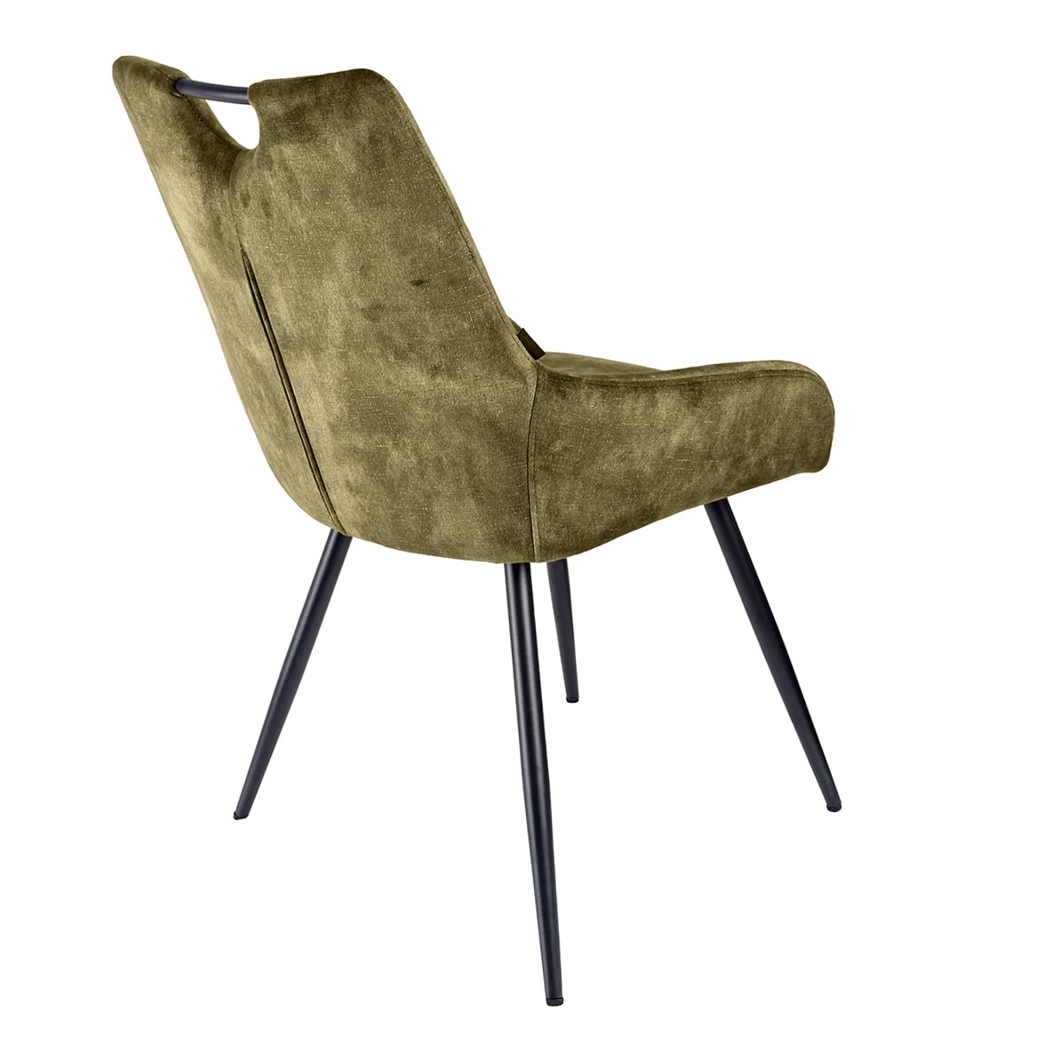 Meubletmoi Lot de 2 chaises de Repas capitonnées en Velours Vert Kaki avec poignée et Pieds en métal Noir – Chic et Contemporain – Brandy 2