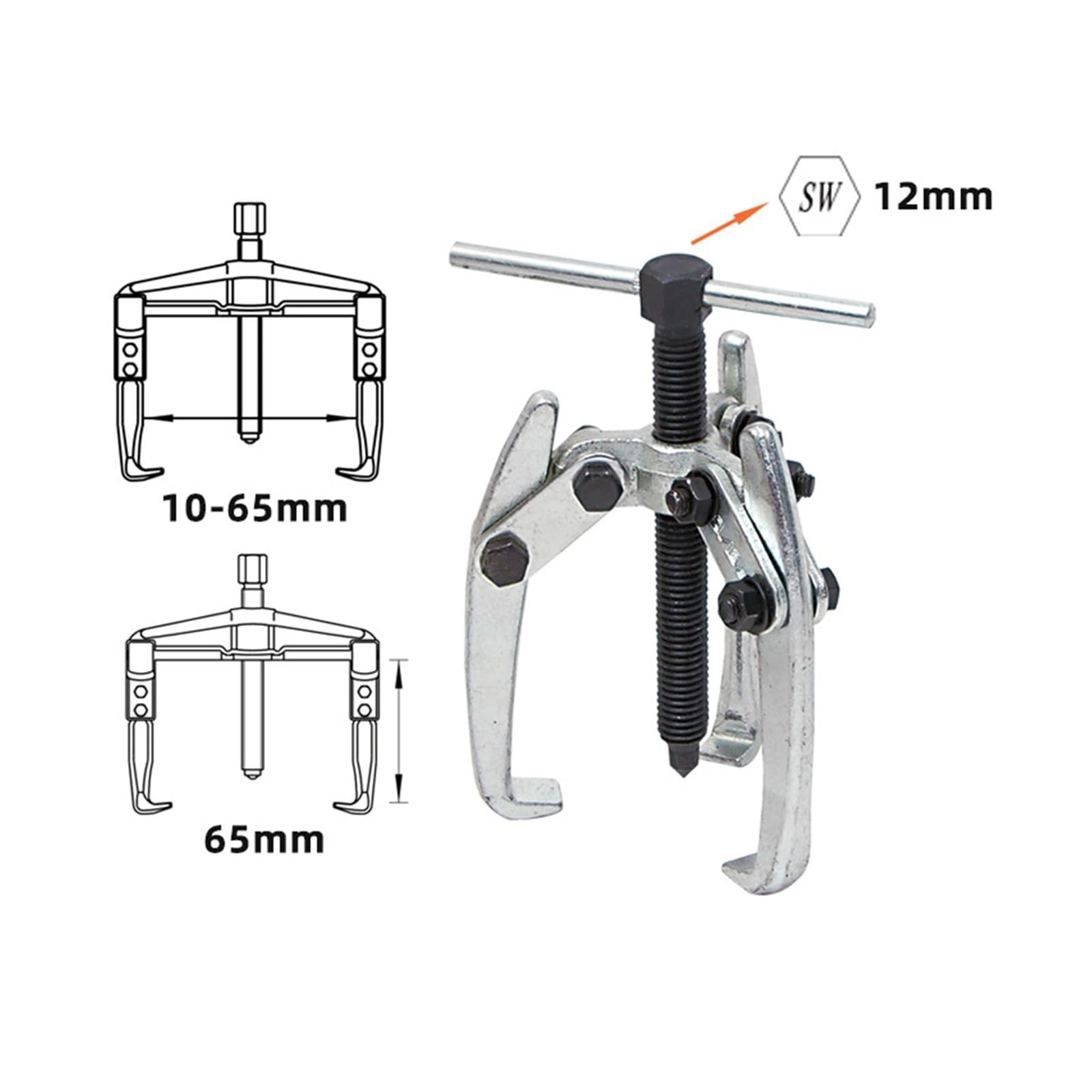 Estrattore for cuscinetti for carichi pesanti Macchina for la rimozione di utensili for riparazione auto for ingranaggi a ganascia for forgiatura regolabile(3 Jaw 10-65mm)