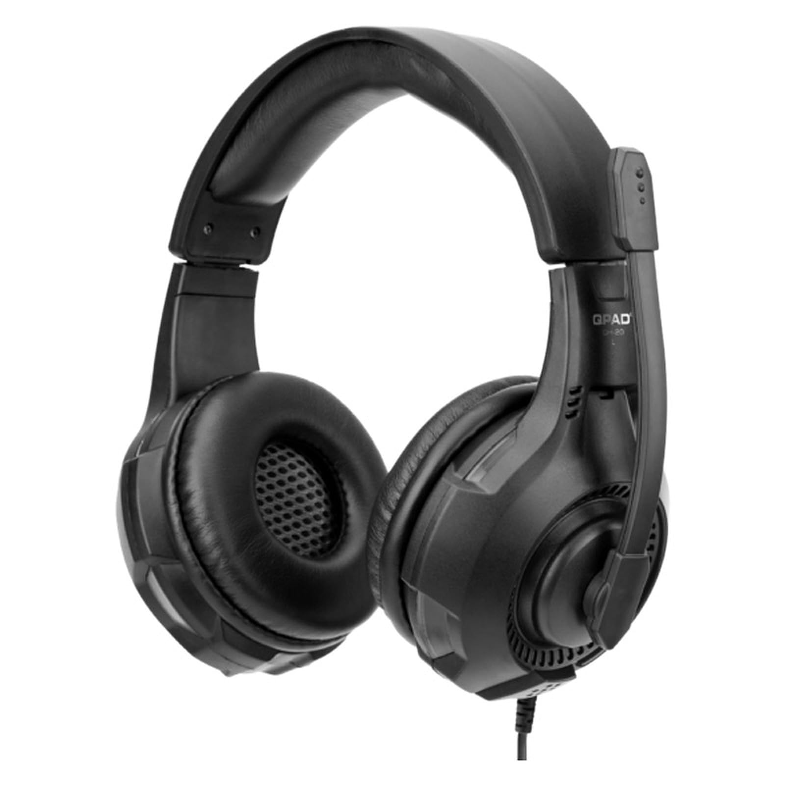 QPAD QH-20 Cuffie headset da gioco multipiattaforma, cuffie stereo con illuminazione a LED, nero