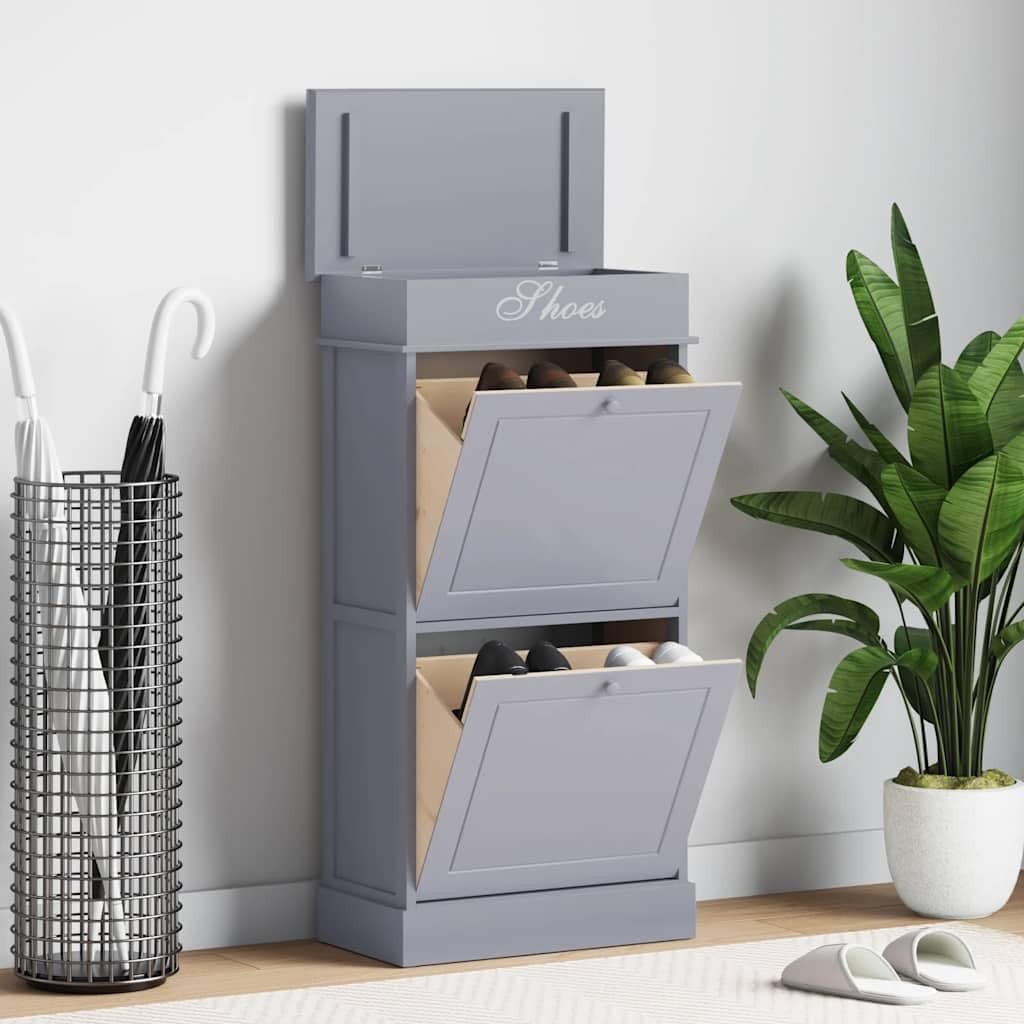 Meuble à chaussures gris en bois idéal pour optimiser les petits couloirs