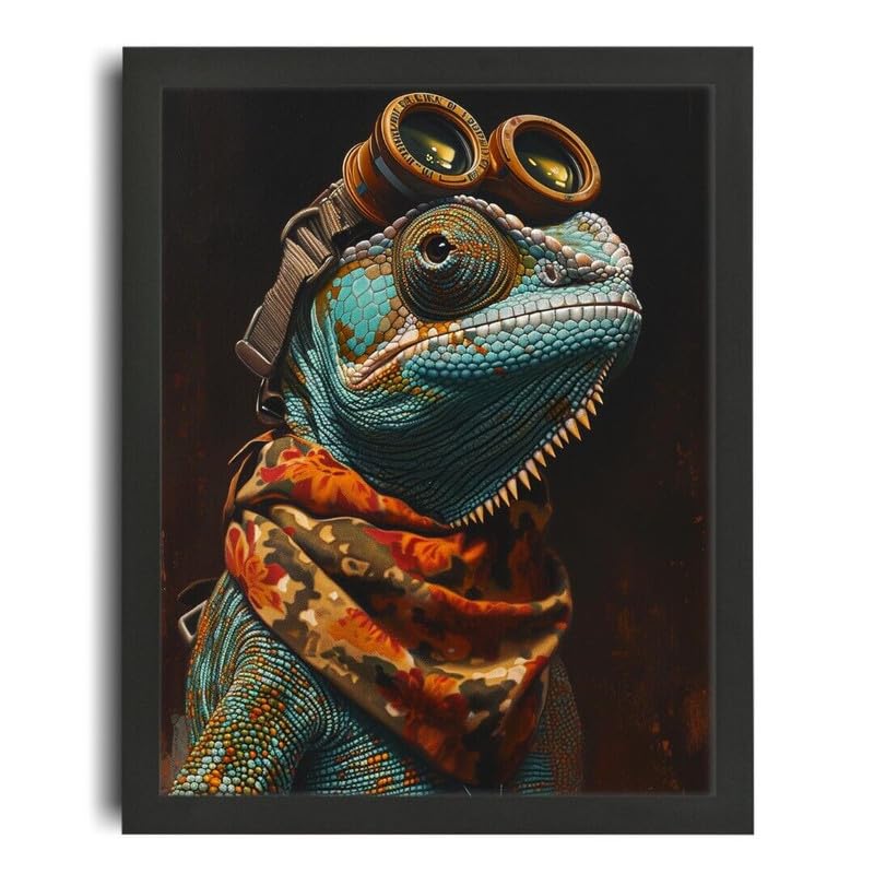 Affiche caméléon en tenue militaire A0 pour sublimer le design de votre salon