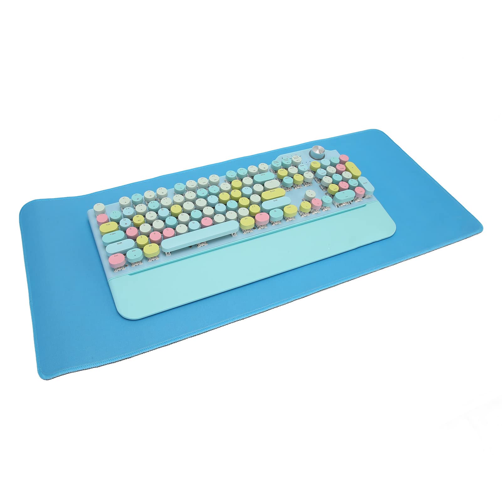 Airshi Tastiera da Gioco, Copritasti Rotondi Cablati o Wireless Tastiera Wireless Retroilluminata Colorata Interruttore Blu con Poggiapolsi per Tablet (Blu)