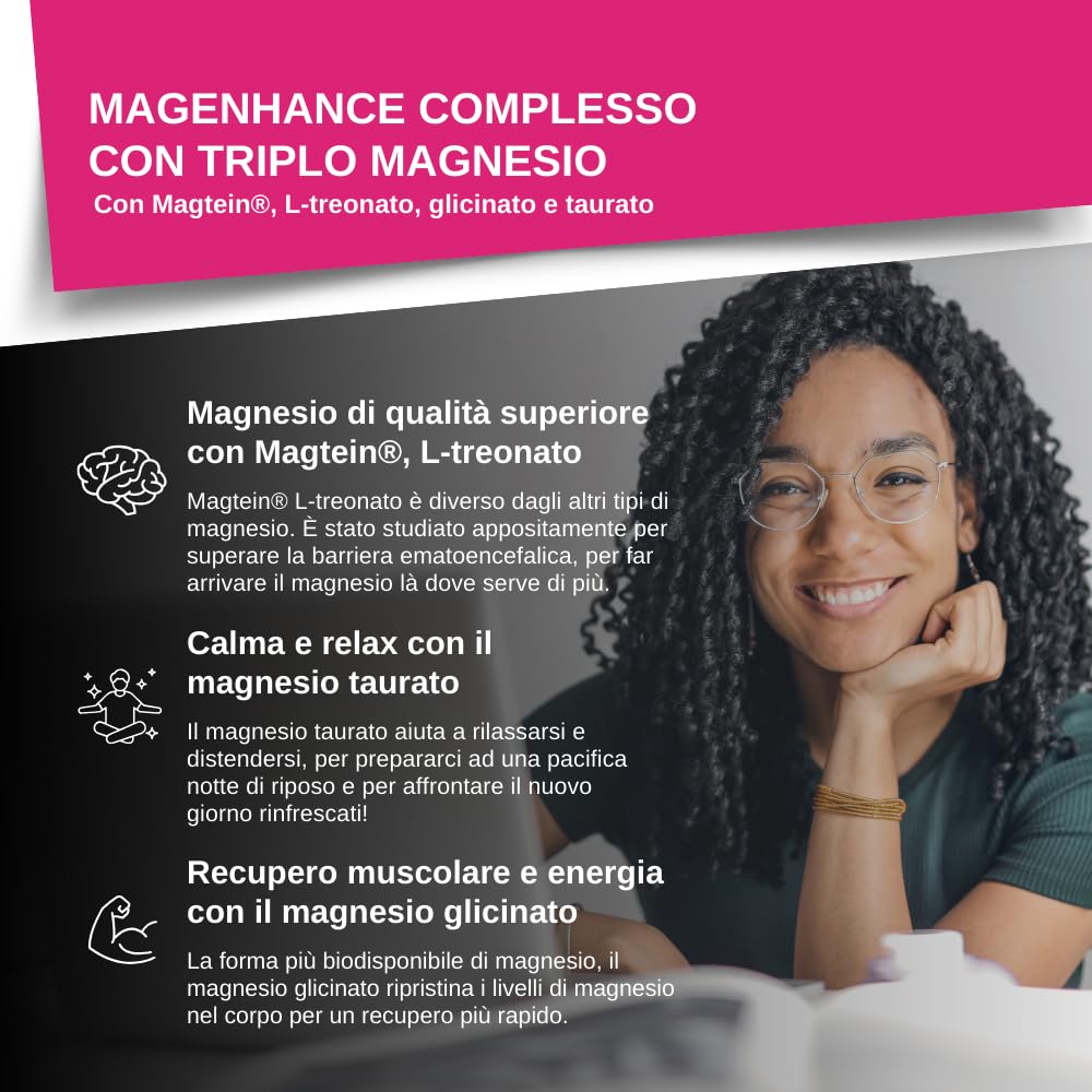 Magenhance Treonato Magtein®, Complesso Di Magnesio L Treonato Con Magnesio Glicinato E Taurato, 90 Capsule Di Intelligent Labs